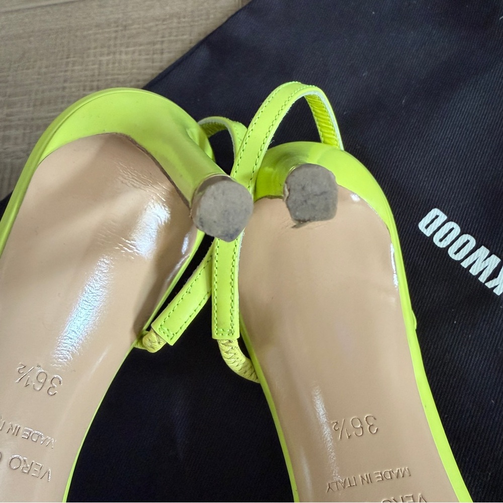 Nicholas Kirkwood Vibrant Citrus Yellow Lime Women 36.5 Italy Stiletto Strappy - Picture 10 of 12